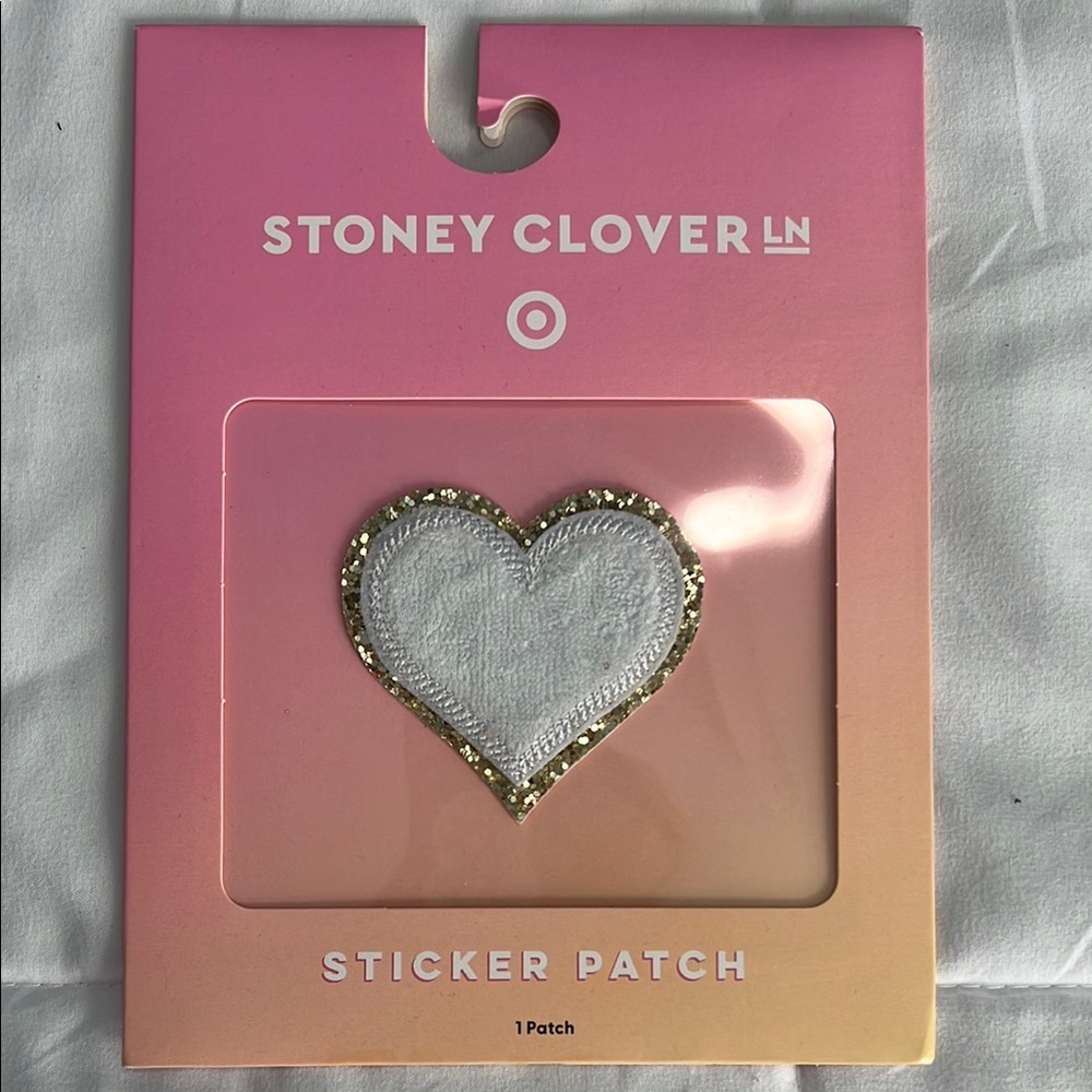 Stoney Clover Lane Gold and White Heart Sticker Patch